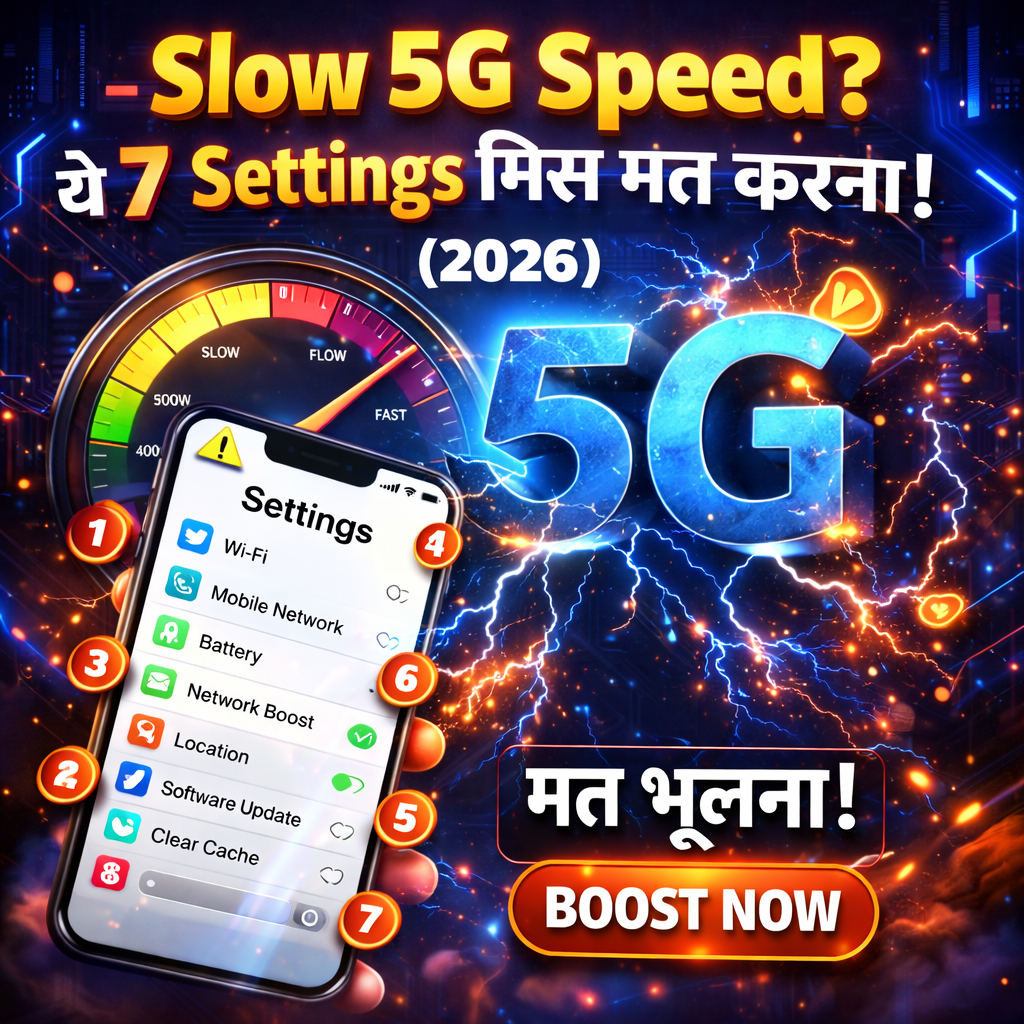 Slow 5G speed problem fix 2026 showing 7 important mobile settings to boost 5G internet speed