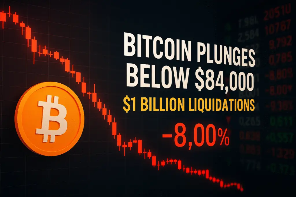 Bitcoin Plunges Below $84,000: $1B Liquidations Shake Crypto Marke